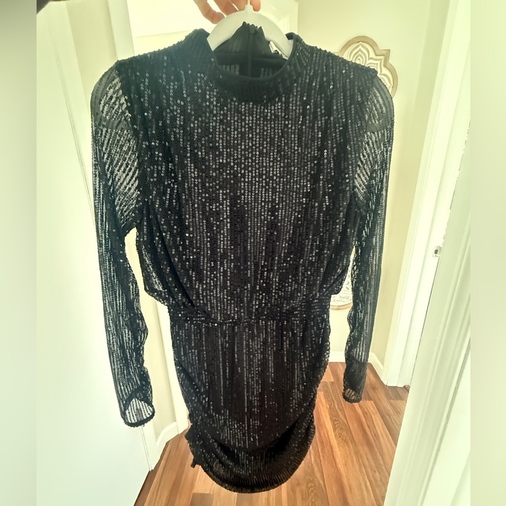HYFVE Black Sequin Long Sleeve Dress